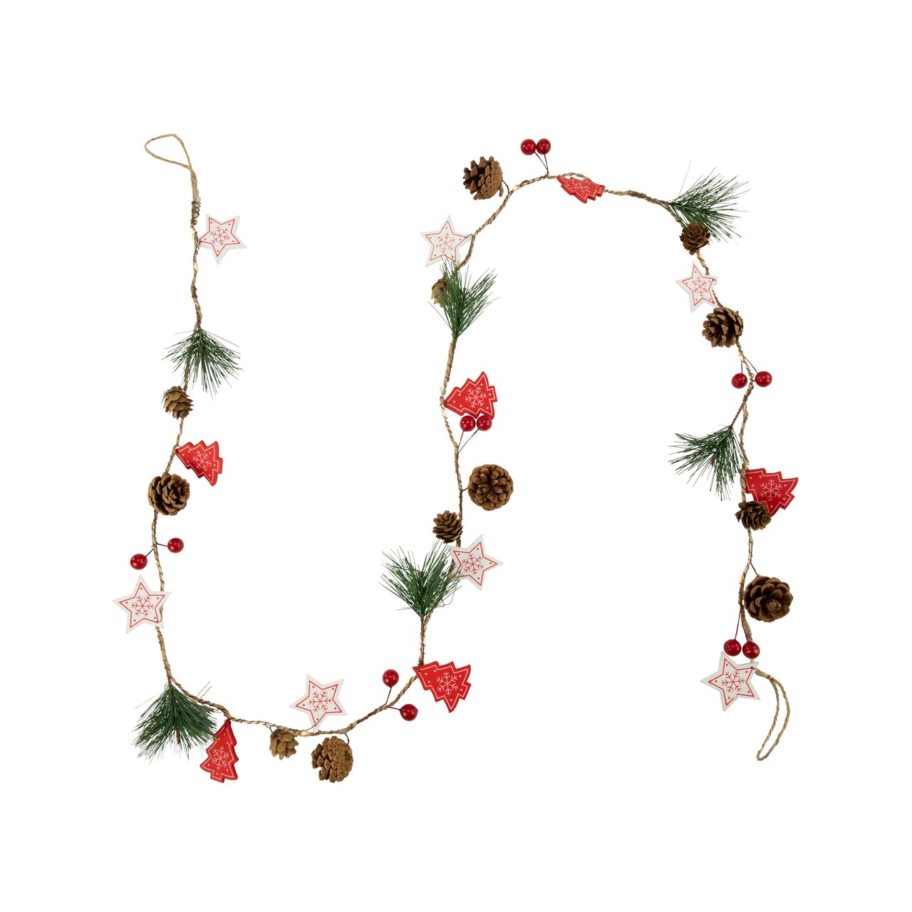 Northlight Pre-Lit Battery Operated Stars and Trees Christmas Garland - 6' - Warm White